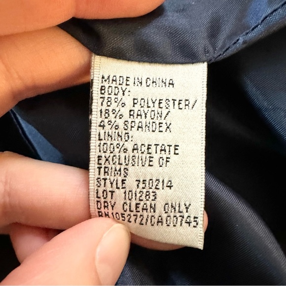 Peter Nygard Navy Blue Wrap Style Short Sleeve Dress with Scrolling Appliqué - Picture 10 of 10